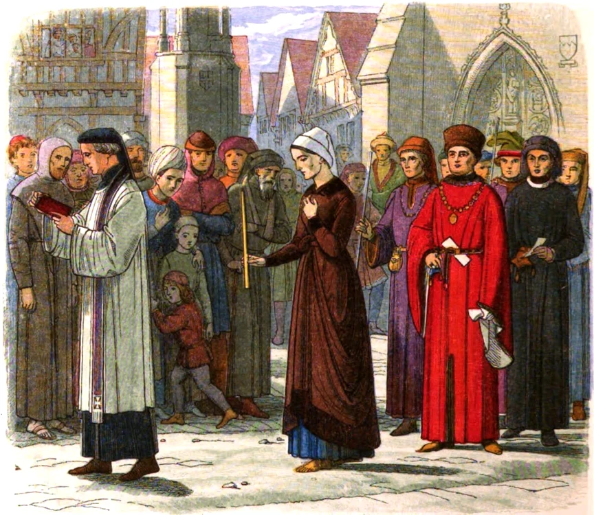 Penitența publică a lui Eleanor Cobham din „A Chronicle of England” ilustrată de J. W. E. Doyle, 186
