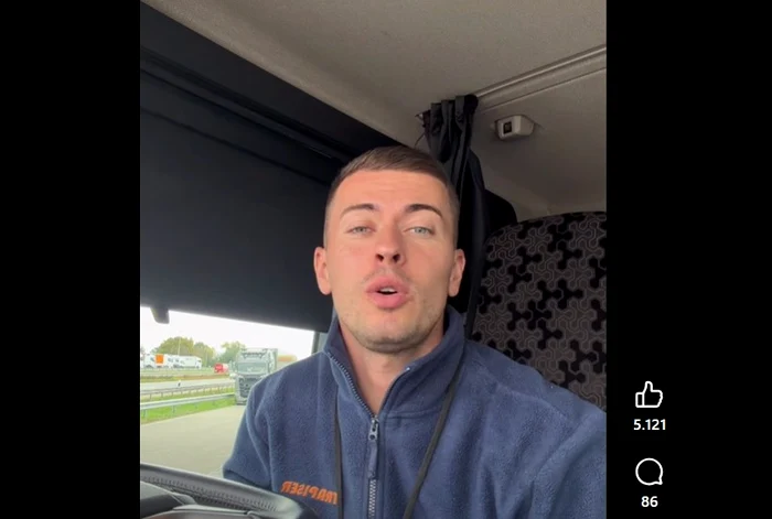 Alex, șoferul român FOTO: captura video FB