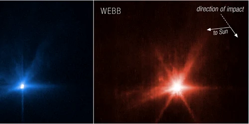 Telescoapele Hubble şi James Webb au dezvăluit joi imagini detaliate ale impactului produs de DART Foto NASA