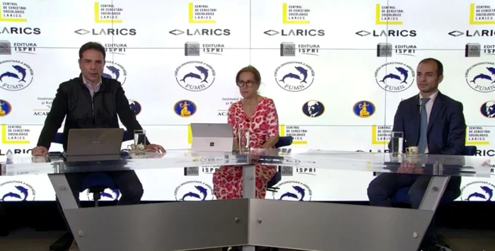 Foto: Claudiu Lucaci, moderator, expert comunicare, Alina Achim-Inayeh, GMF, şi Ştefan Popescu, expert.