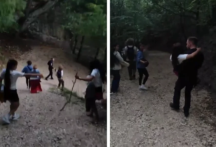 Una dintre turiste a fost accidentată în timpul coborârii FOTO Captură video