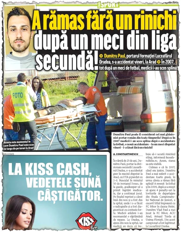 Dumitru Paul e considerat unul dintre cei mai talentaţi portari din România (Foto: luceafarulfelix.ro)