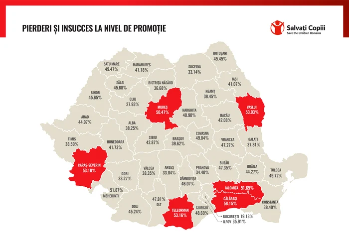 Harta privind pierderile și insuccesul, realizată de Salvați Copiii