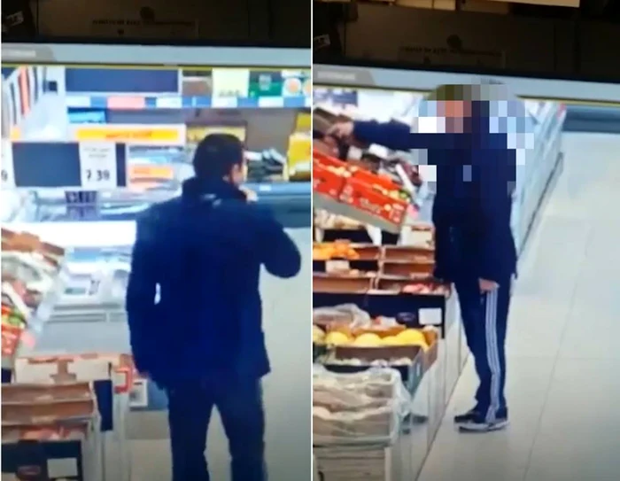 Poliţistul a fost filmat de un agent de pază