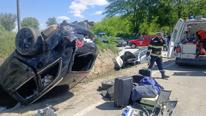 Accident grav în comuna Corbița FOTO: ISU Vrancea