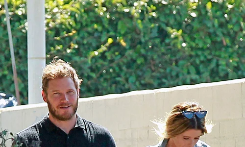 Katherine Schwarzenegger and Chris Pratt are all smiles as they are seen after attending Church service on Sunday in Los Angeles jpeg