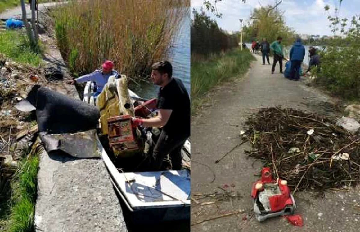 Acţiune de ecologizare a lacului Tăbăcărie                                        FOTO: ABADL