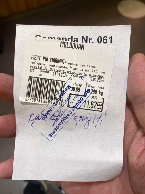 Bonul clujeanului în care se vede prețul pentru puiul cumpărat. FOTO: Știri de Cluj