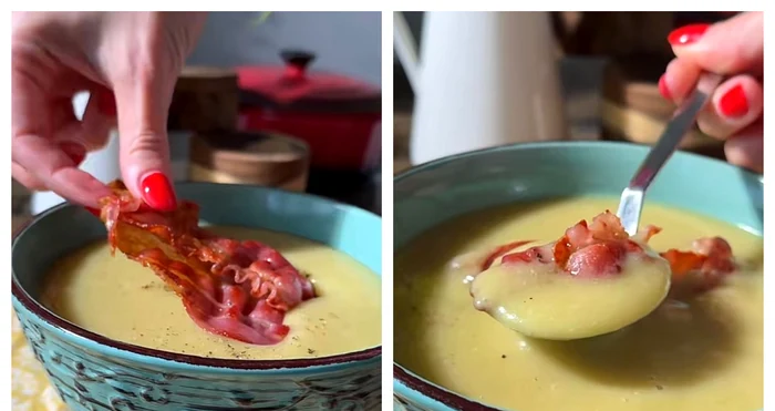 Supă cremă de usturoi copt / FOTO: Colaj captură video TikTok