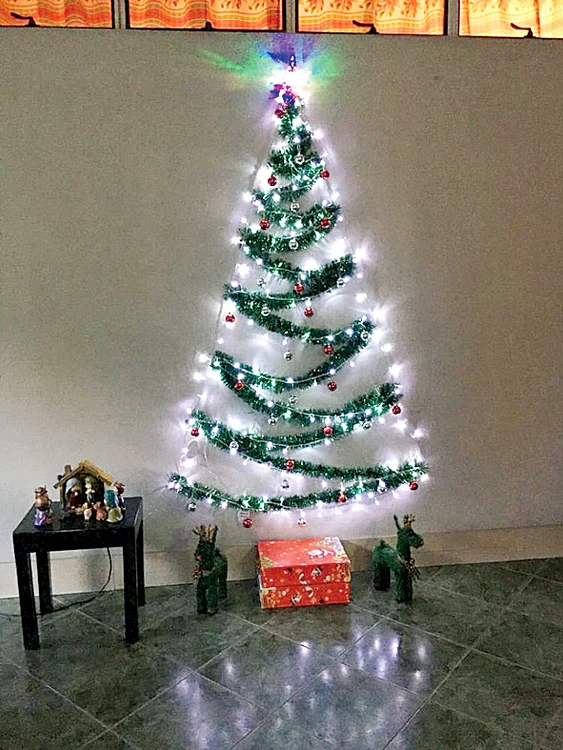 Beteală şi  instalaţie  agăţate pe  un perete