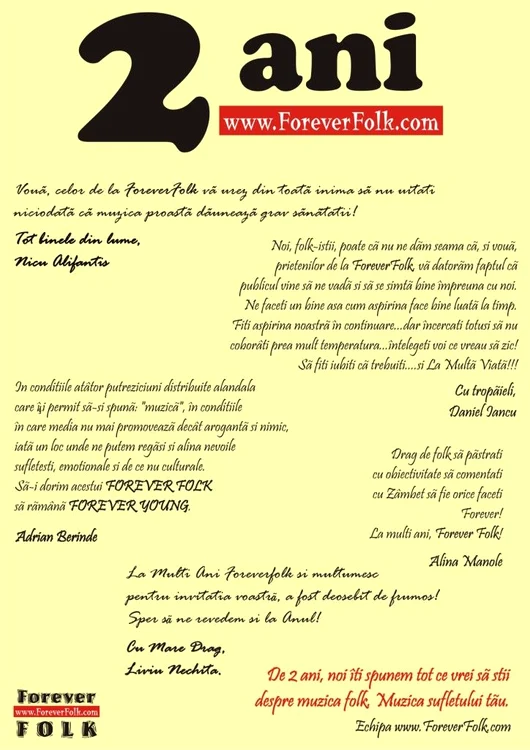 Mesaje artişti la aniversarea ForeverFolk