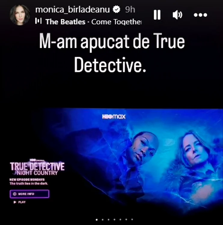 Actrița a început să vizioneze serialul „True Detective” / foto: Instagram