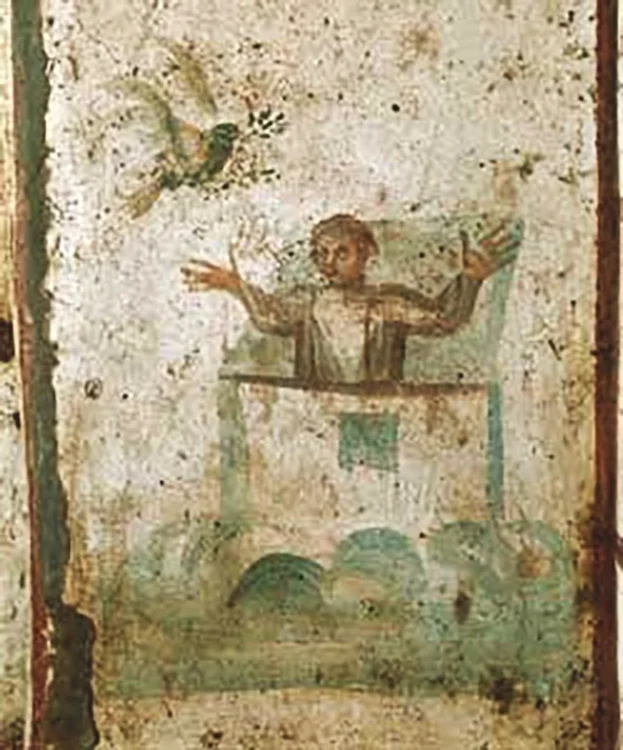 12 Noe primind vestea că potopul s a oprit, catacomba Ad duos Lauros jpg jpeg