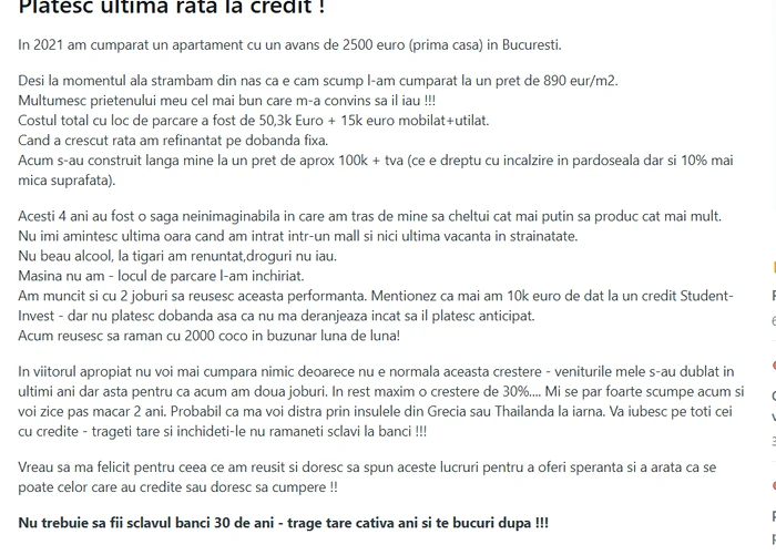 Postarea românului FOTO: captura