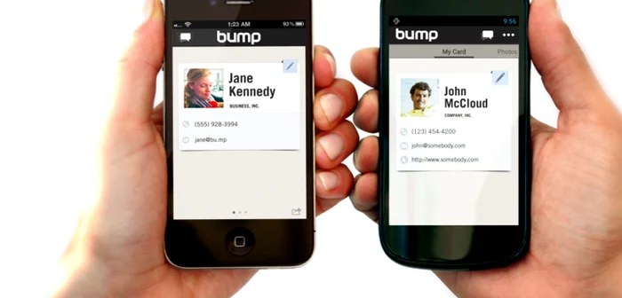 Bump permite transferul de fişiere printr-o singură ciocnire FOTO teckilla.com
