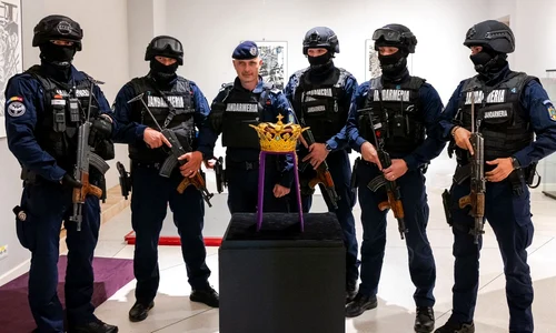 Coroana reginei Maria a României, transportată la Iași sub protecția Jandarmeriei (foto: Facebook / Muzeul Virtual al Unirii)