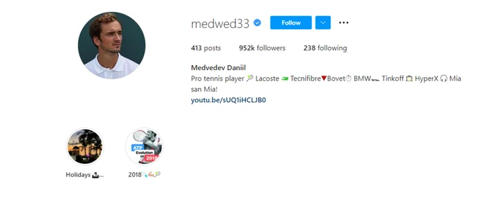 pagina de instagram Daniil Medvedev