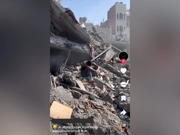 Video postat pe Tik Tok de un blogger pe teren în Gaza FOTO via BBC