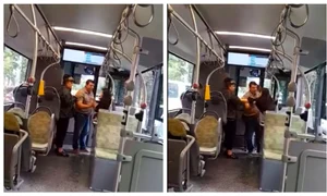 O femeie a bătut și a tras de păr o controloare STB FOTO Captură video