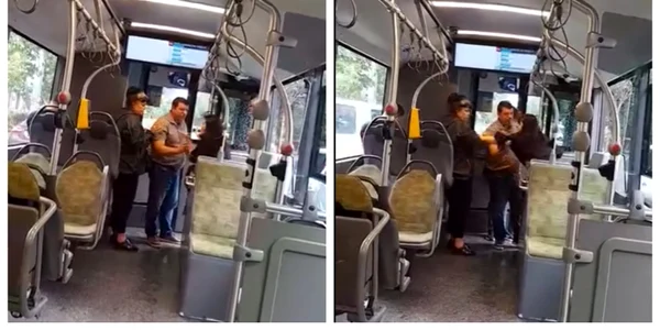 O femeie a bătut și a tras de păr o controloare STB FOTO Captură video