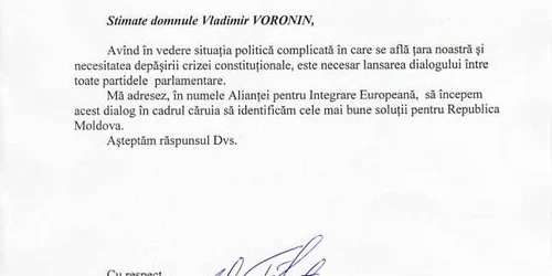 Scrisoarea trimisă de Filat