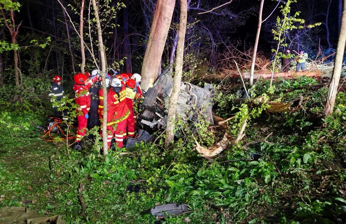 Mașina celor doi s-a izbit de un copac FOTO Infotrafic
