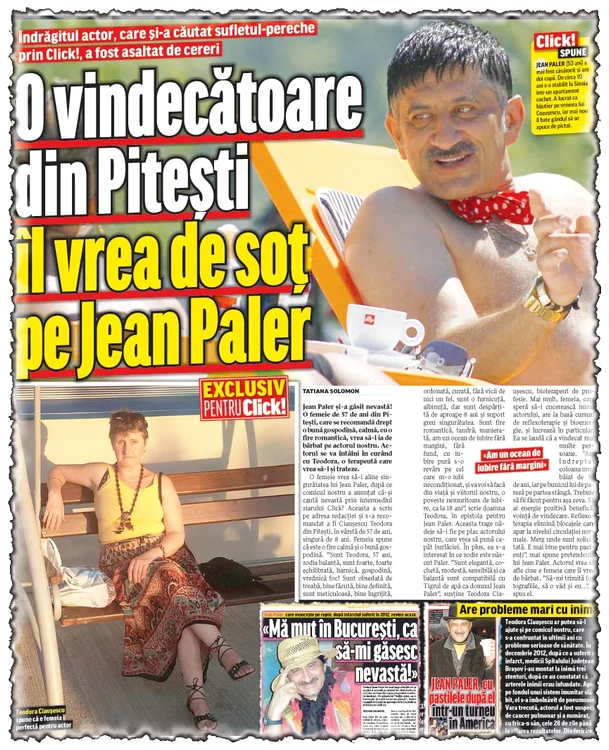 Click! a publicat ieri povestea Teodorei,  femeia care l-a cerut pe Jean de soț