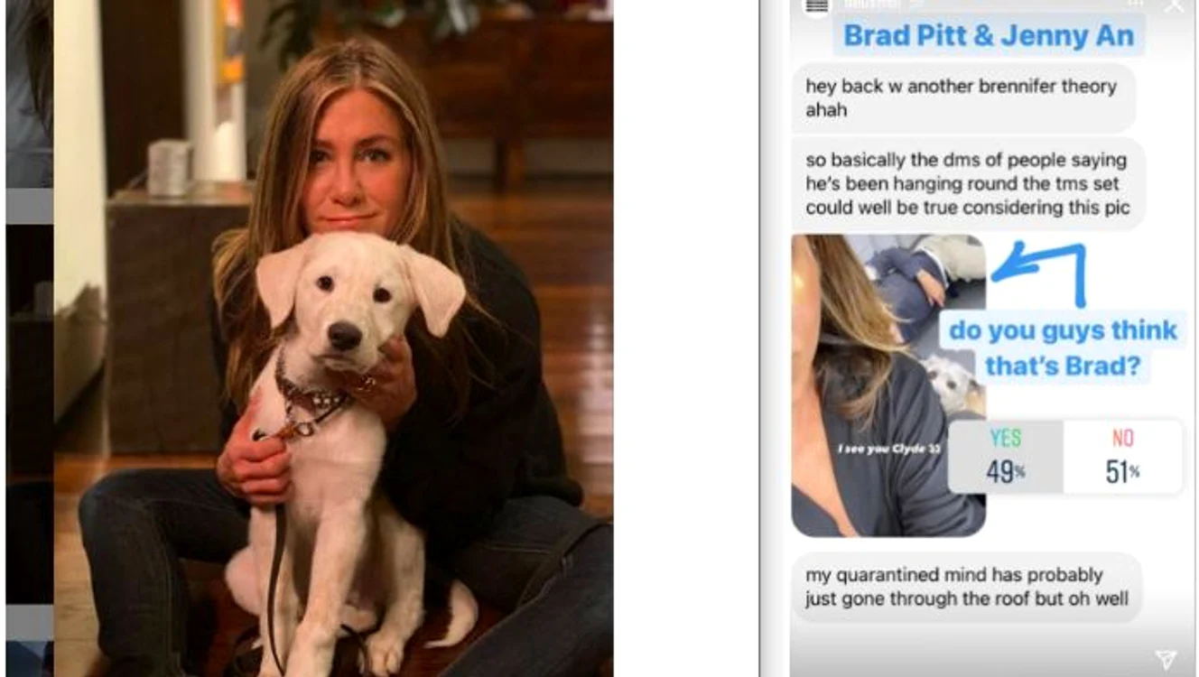 
    Jennifer Aniston cu câinele ei ș altături poza pe care și-ar fi făcut-o avându-l în planul de spate pe BradFoto: Instagram  