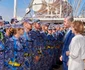 Majestatea Sa Margareta și Principele Radu la Constanța salutând Bricul Mircea la întoarcerea din cursa transatlantică.