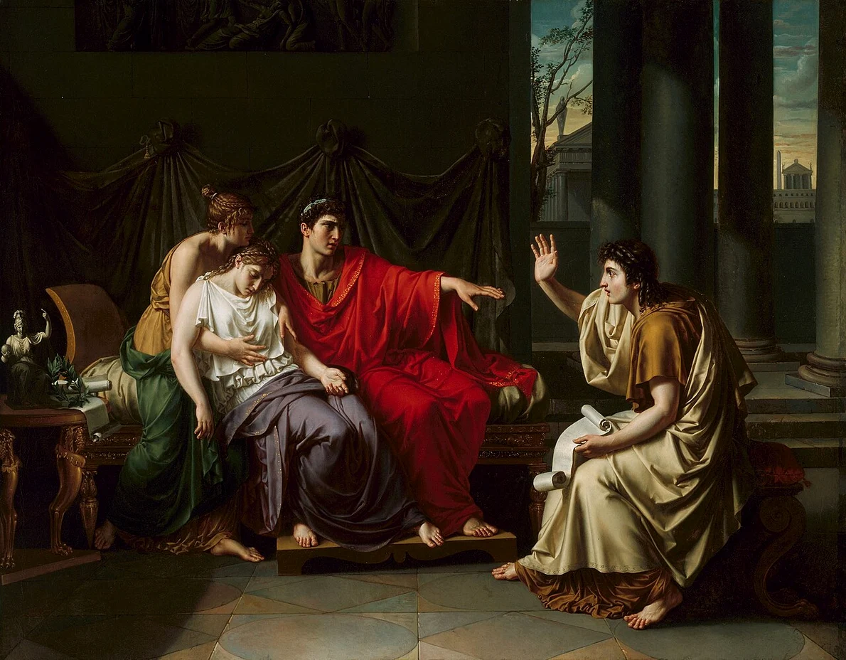 Virgil citind „Eneida” lui Augustus, Octaviei și Liviei. Pictură de Jean-Baptiste Wicar (© Art Institute of Chicago / Wikimedia Commons)