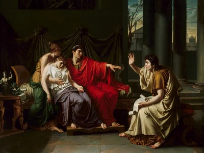 Virgil citind „Eneida” lui Augustus, Octaviei și Liviei. Pictură de Jean-Baptiste Wicar (© Art Institute of Chicago / Wikimedia Commons)