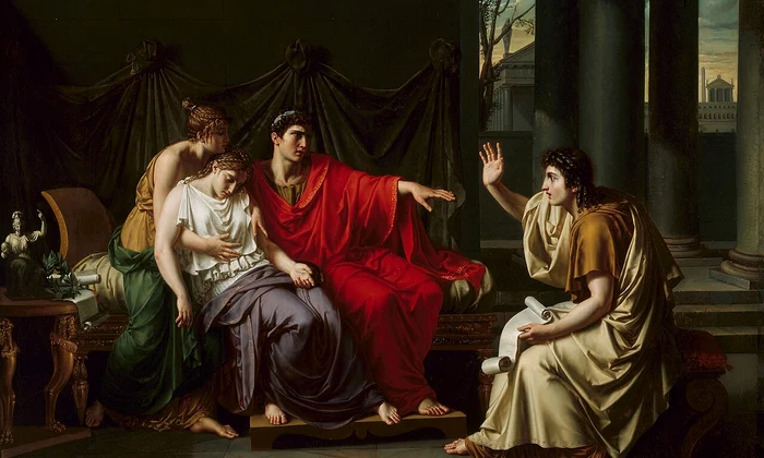 Virgil citind „Eneida” lui Augustus, Octaviei și Liviei. Pictură de Jean-Baptiste Wicar (© Art Institute of Chicago / Wikimedia Commons)