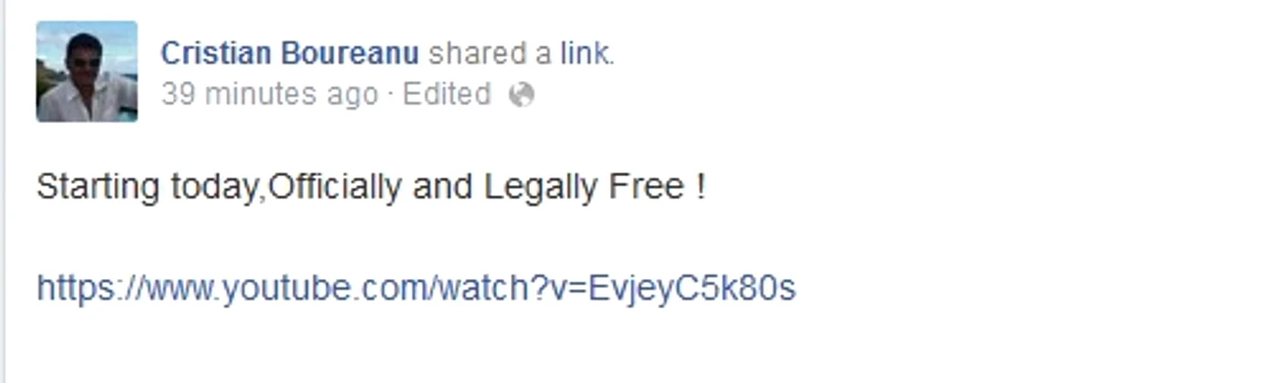 Boureanu a fat vestea pe pagina de Facebook