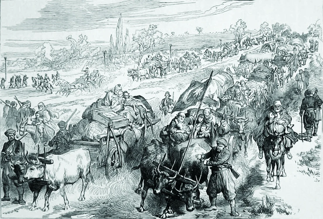 Coloană de refugiați otomani, 1877