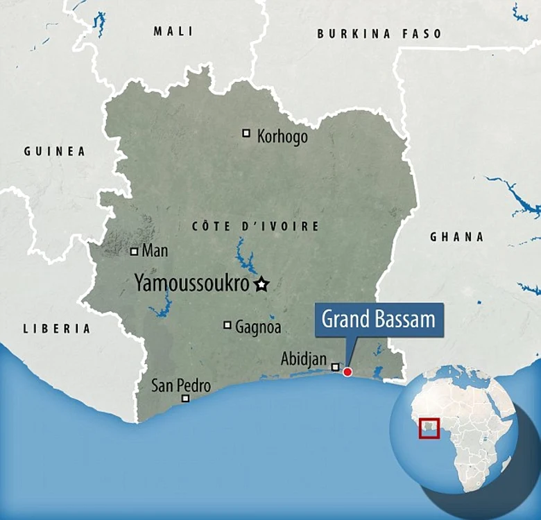 Atac armat la Grand-Bassam - locul atacului FOTO Daily Mail