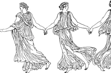 Frumoasele femei ale Greciei antice purtând rochii diafane numite chiton (© openclipart.org)