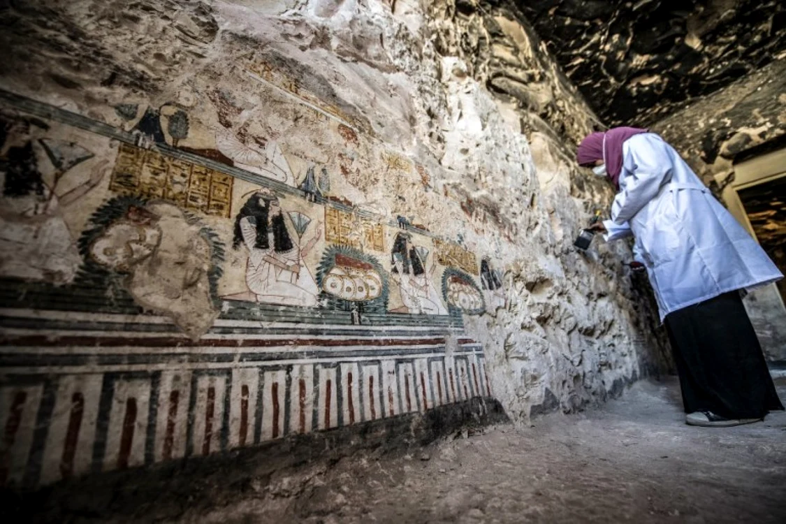 Mormant si sarcoface descoperite in Luxor FOTO AFP 