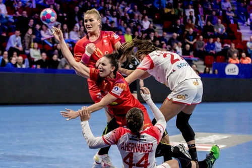 Sub privirile Crinei Pintea, Eliza Buceschi se luptă cu adversarele pe semicercFoto: EPA