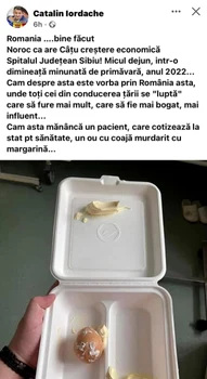 Hrana oferită pacienţilor din unele spitale ale Sibiului Foto Facebook Cătălin Iordache