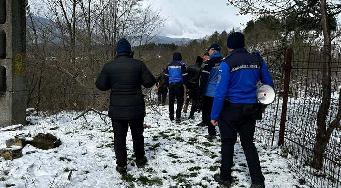 Ursul a fost alungat în pădure FOTO: Jandarmeria Vrancea