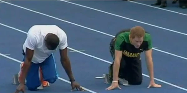 Prinţul Harry, alături de Usain Bolt