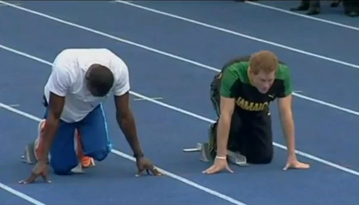 Prinţul Harry, alături de Usain Bolt