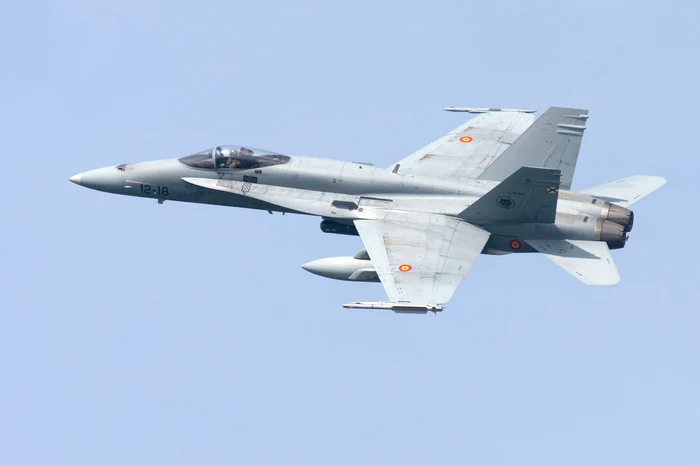 O dronă a fost doborâtă în Galați de un F-18 spaniol. Foto: Ministry of Defense of Spain