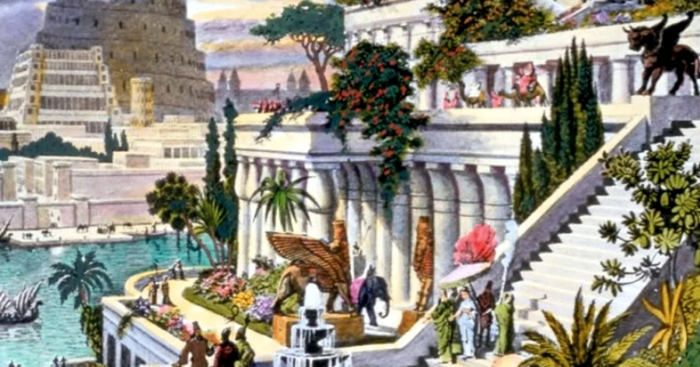 Gravură din secolul al XVI-lea a pictorului Martin Heemskerck a grădinilor suspendate ale Semiramidei