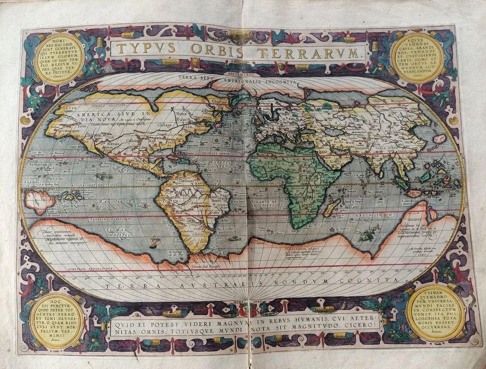 Harta lumii în 1595 FOTO Biblioteca Batthyaneum