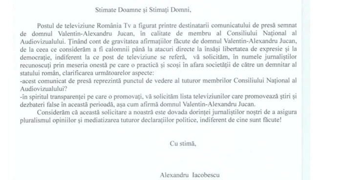 scrisoare rtv