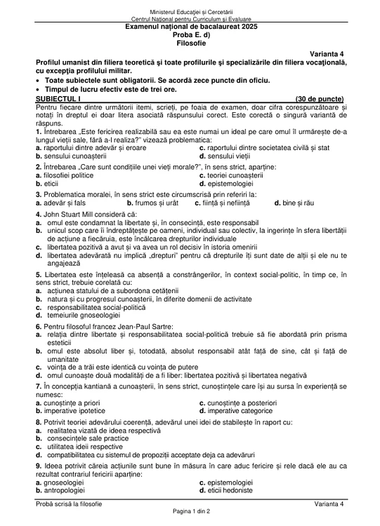 Bacalaureat 2025 - sesiunea de toamnă. Elevii au susținut proba la alegere a profilului. Subiecte și bareme de corectare 21 image
