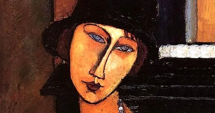 Jeanne Hébuterne (Au chapeau)" a fost muza lui Modigliani din 1917 până în 1920. Ea, la 21 de ani şi însărcinată cu cel de-al doilea copil al lor,  s-a sinucis la două zile după ce artistul a murit în 1920