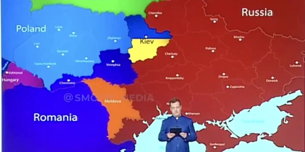 Dmitri Medvedev- hartă Ucraina. Foto: newsmaker.md