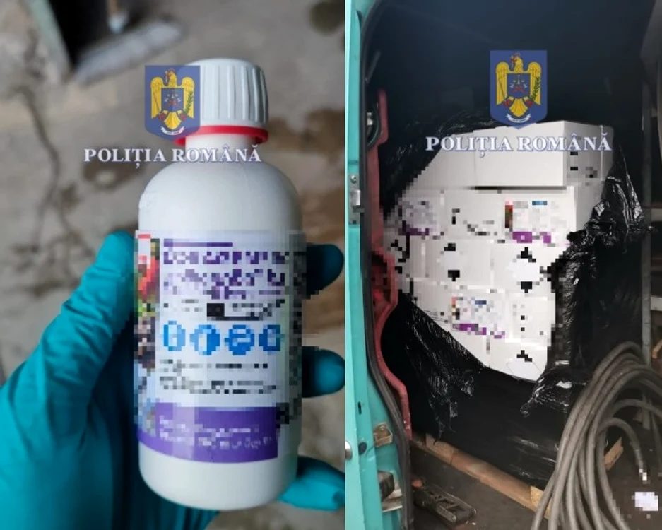 Insecticidul a fost găsit în urma unui flagrant organizat la Timișoara FOTO Poliția Română